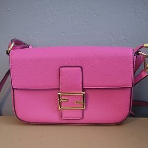 Pink Crossbody Bag with Gold Accents